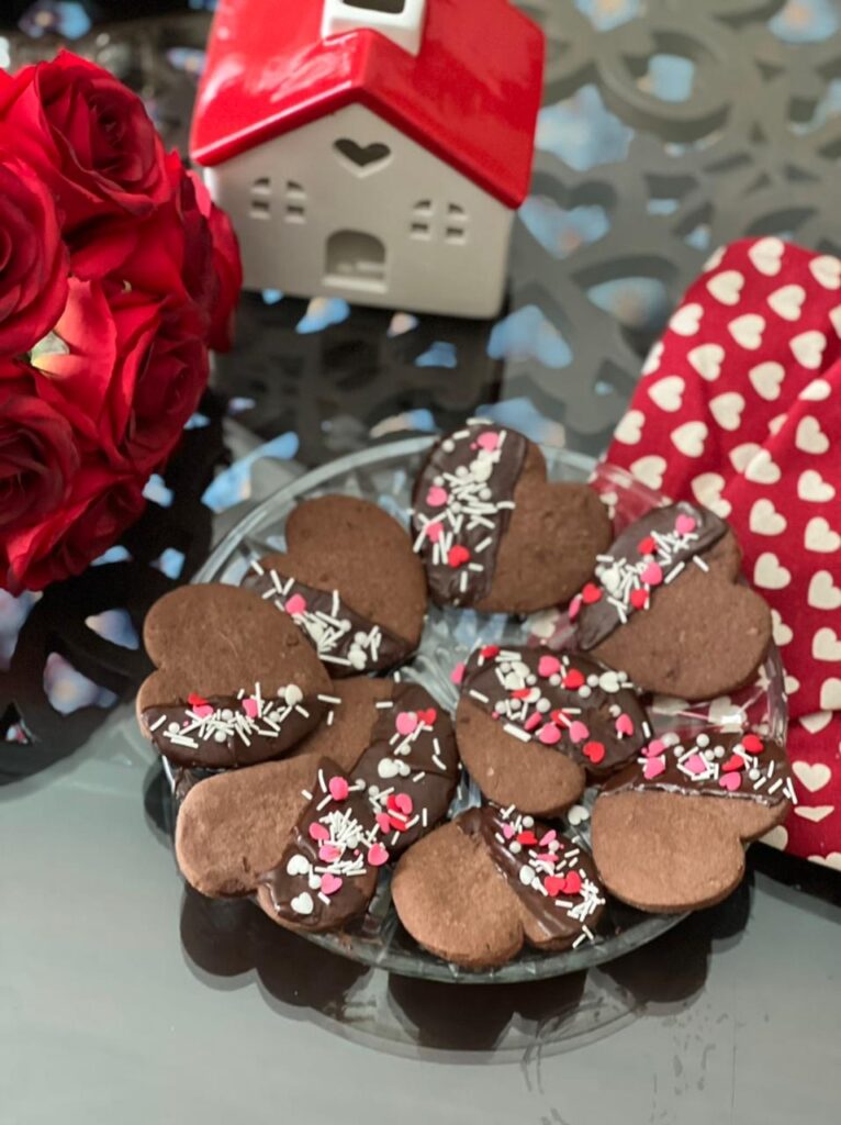 Heart Shaped Chocolate Cookies For Valentine's Day